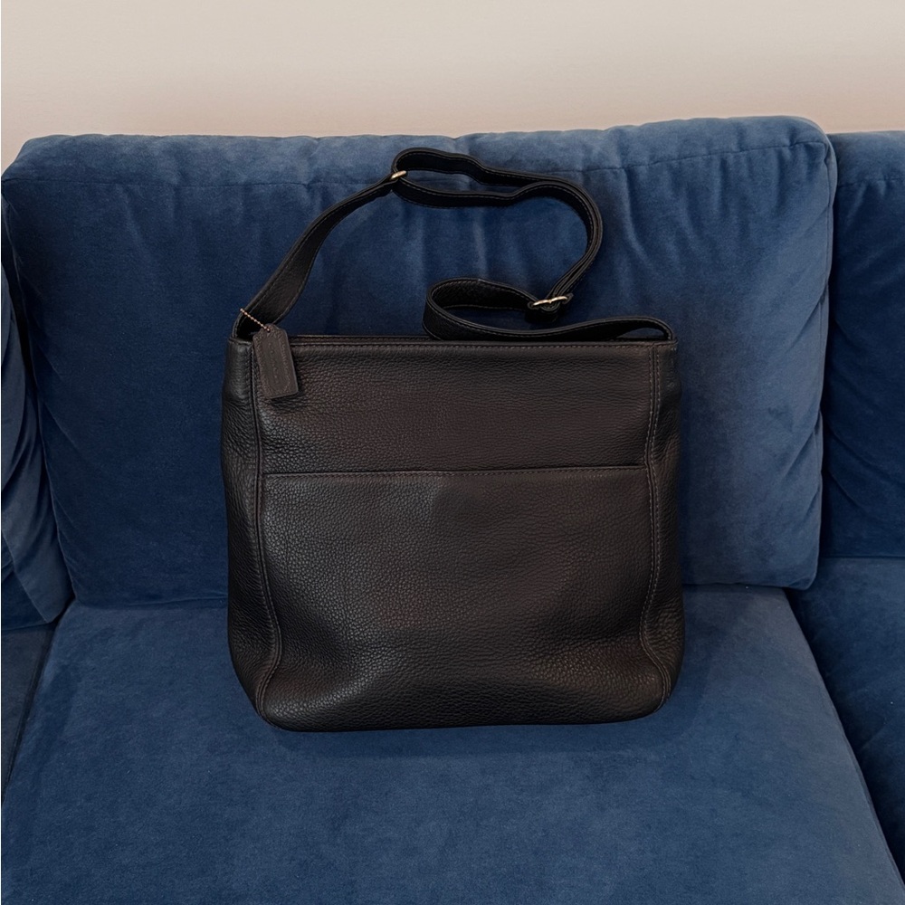 COACH Vintage Sonoma Pocket Zip Crossbody‎ Bag Black 
Leather